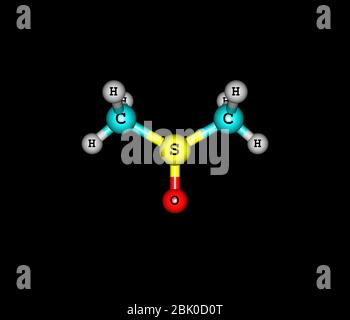 Il dimetilsolfossido (DMSO) è un composto organosolfo di formula (CH3)2SO. Questo liquido incolore è un importante solvente aprotico polare Foto Stock