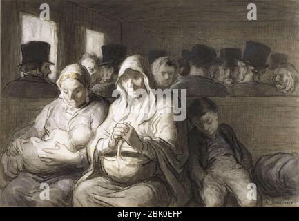 Honoré Daumier - la terza classe di trasporto Foto Stock