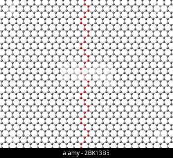 Foglio di grafene con una striscia di separazione rossa su sfondo bianco Foto Stock