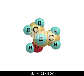 Alcool isopropilico, 2-propanolo, isopropanolo, molecola C3H8O. È un  isomero dell'alcol propilico, utilizzato come antisettico nei disinfettanti  e nei detergenti. Struttura Immagine e Vettoriale - Alamy