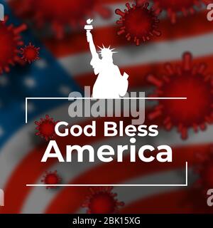 Dio benedica l'America durante Covid-19 sulla bandiera americana Foto Stock