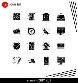 Pacchetto icone vettore di 16 simboli e segni di linea per pasqua, passaporto, casa, invio, mailbox elementi di progettazione vettoriale editabili Illustrazione Vettoriale