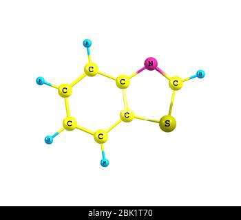 Il benzotiazolo è un composto eterociclico aromatico. È un liquido incolore, leggermente viscoso. Foto Stock