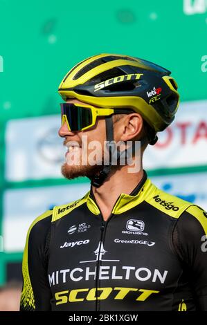 Bergamo-Como, Italia. Bergamo 2019-como, Italia, 12 Ott 2019, Matteo TRENTIN (ITA) (Mitchelton-Scott) durante - - Credit: LM/Antonino Caldarella Credit: Antonino Caldarella/LPS/ZUMA Wire/Alamy Live News Foto Stock