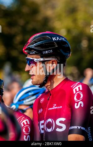 Bergamo-Como, Italia. 2019 Ott 12 bergamo-como, Italia, 2019 Ott  , Gianni MOSCON (ITA) (Team INEOS) durante - - Credit: LM/Antonino Caldarella Credit: Antonino Caldarella/LPS/ZUMA Wire/Alamy Live News Foto Stock