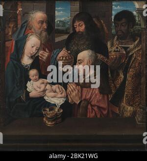 Hugo van der Goes (Værksted) CA. 1440-1482 - l'Adorazione dei Re Foto Stock