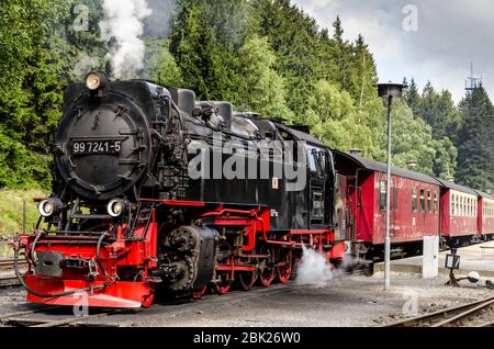 Dampfeisenbahn in Schierke auf dem Weg zum Brocken Foto Stock