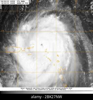 Hurricane Earl il 30 agosto 2010 sulle Isole Leeward. Foto Stock