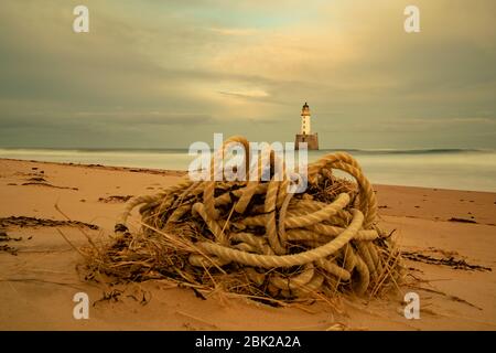 Rattray Head Lighthouse, Peterhead, Aberdeenshire Foto Stock