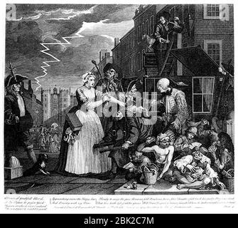 William Hogarth - i progressi DI UN Rake - piatto 4 - arrestato per debito. Foto Stock