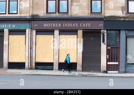 Glasgow, Scozia, Regno Unito. 1° maggio 2020. Blocco dei coronavirus nel West End di Glasgow. Credit: Kay Roxby/Alamy Live News Foto Stock