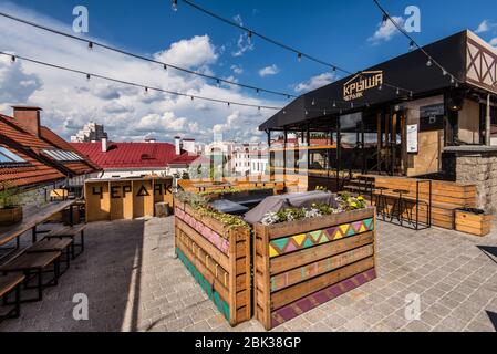 Bar Cherdak nel centro storico di Minsk Foto Stock