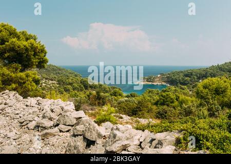 Vista panoramica mare Mali Losinj Cres Croazia Foto Stock