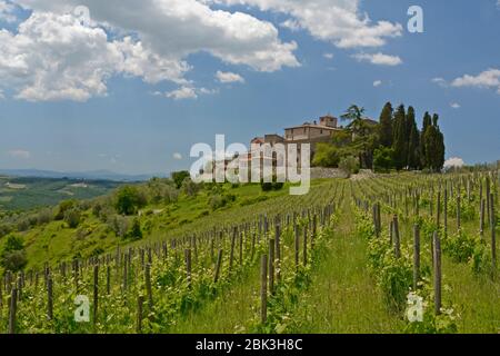 Al Castello di Cacchiano nelle colline del Chianti in Toscana Foto Stock