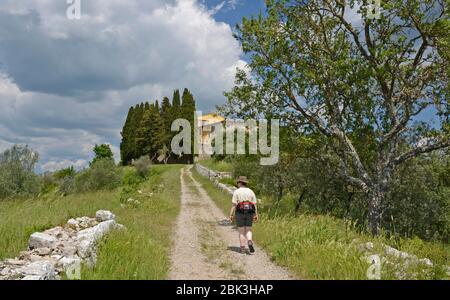 Al Castello di Cacchiano nelle colline del Chianti in Toscana Foto Stock