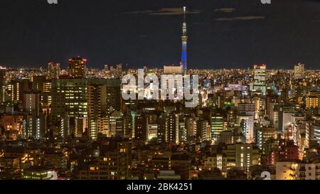 Tokyo di notte dal Municipio di Bunkyo, Giappone Foto Stock