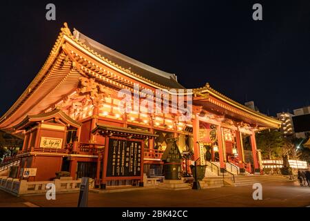 Tempio senso-ji, Asakusa, di notte, Tokyo, Giappone Foto Stock