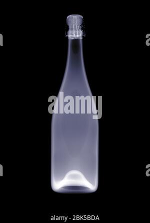 Bottiglia di champagne, raggi X. Foto Stock