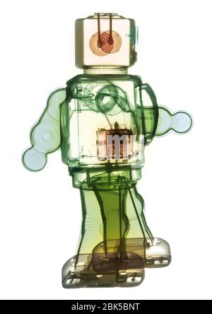 Robot giocattolo, colorato di raggi x. Foto Stock