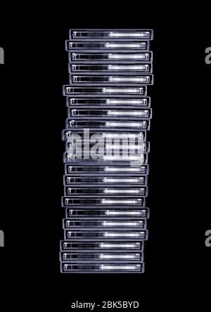 Stack di custodie per supporti, raggi X. Foto Stock