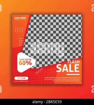 Flash Vendita Social Media Banner Template, vendita moda offerta social media banner modello vettore Illustrazione Vettoriale