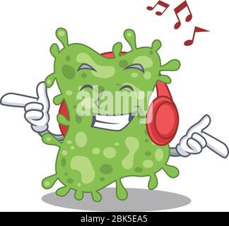 Salmonella enterica Cartoon design concept ascoltare musica Illustrazione Vettoriale