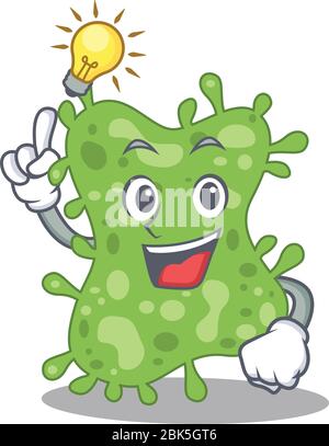 Mascot carattere design di salmonella enterica con ha un'idea gesto intelligente Illustrazione Vettoriale