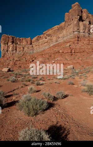 Impostazione di Hen Butte nella Valle degli dei, Utah Foto Stock