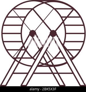 ruota criceto , disegno di illustrazione vettoriale di icona di stile di linea Illustrazione Vettoriale