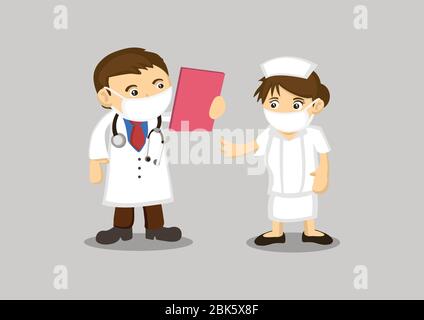 I medici forniscono informazioni al proprio infermiere. Illustrazione vettoriale Illustrazione Vettoriale