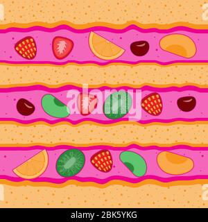 crema di frutta con motivo a maglia senza cuciture. Immagine vettoriale. Pasticceria Illustrazione Vettoriale