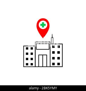 Modello grafico di disegno vettoriale per la posizione dell'ospedale Illustrazione Vettoriale