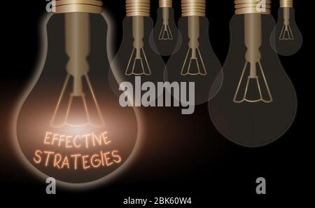 Cartello di testo che mostra strategie efficaci. Testo della foto di affari suono Schema tattico decisioni operative potenti Foto Stock
