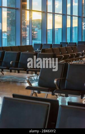 Aeroporto di Cancun deserto a causa della crisi Covid-19, Cancun, Messico Foto Stock