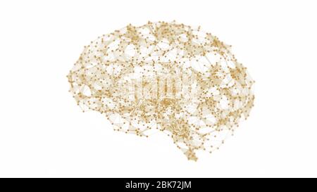 Cervello di rete tecnologica. Astratto collegato filo telaio umano cervello. Intelligenza artificiale Foto Stock