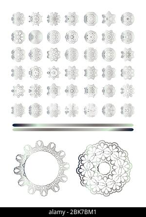 Decorazioni tradizionali in argento. Motivo orientale in argento. Ornamento astratto in argento. Illustrazione Vettoriale