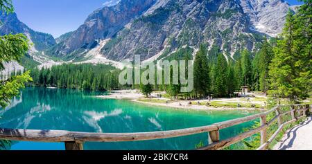 Lago di Braies (wildsee) in Alto adige italia 2018 Foto Stock