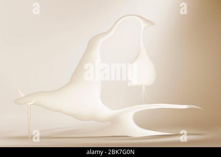 forme organiche in camera bianca futuristica Foto Stock