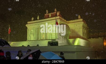 Scultura del ghiaccio, Sapporo Snow Festival, Hokkaido, Giappone Foto Stock