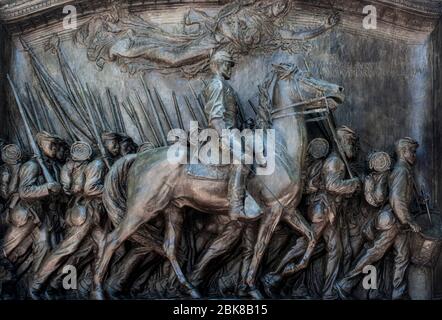 Monumento al 54o reggimento volontari afro-americani della Guerra civile a Boston Foto Stock