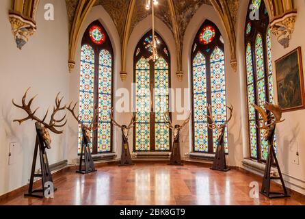 L'interno del castello Vajdahunyad a Budapest Foto Stock