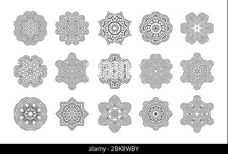 Schema circolare. Set di round e cerchio di decorazioni Illustrazione Vettoriale