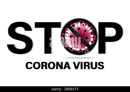 Pandemic stop Coronavirus (CoVID-19) concetto di epidemia. Banner quarantena 2019-nCoV. Illustrazione Vettoriale
