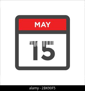 Icona calendario maggio 15 - giorno del mese Illustrazione Vettoriale
