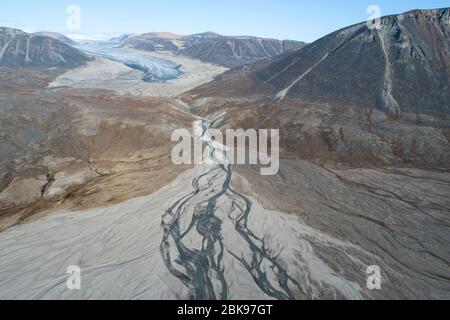 Ghiacciaio morente, Baffin Island, Canada Foto Stock