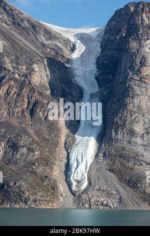 Ghiacciaio morente, Baffin Island, Canada Foto Stock