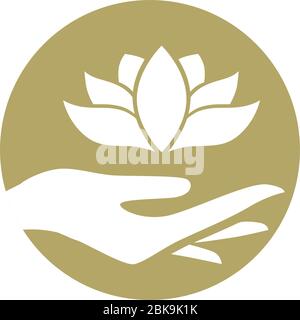 mano femminile che tiene fiore di loto Illustrazione Vettoriale