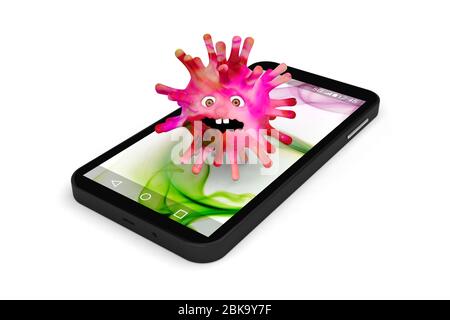 Applicazione antivirus per smartphone covid-19 coronavirus 3D Foto Stock