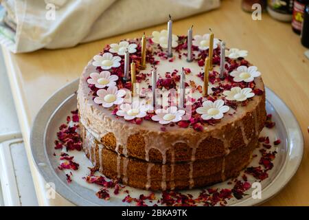 Torta di compleanno casetta Foto Stock