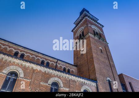 Una vista di Halle St Peters, Ancoats, Manchester. Foto Stock
